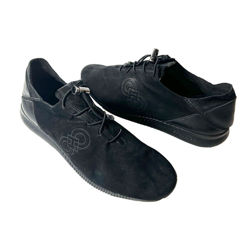 Cole Haan StudioGrand Shoe Women 9B Casual Sneaker Drawstring Black Soft Leather